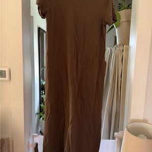 Brown Short Sleeve Maxi Dress